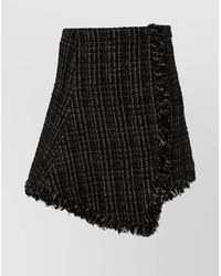 Sacai - Wool Tweed Mini Skirt With Asymmetric Hem - Lyst