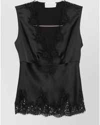 ERMANNO FIRENZE - Cotton Lace-Trim V-Neck Sleeveless Camisole - Lyst