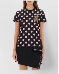 Moschino - Polka Dot Graphic Print Short Sleeve Top - Lyst