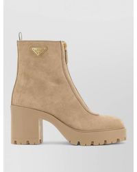 Prada - Suede Leather Ankle Boots - Lyst
