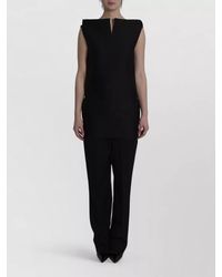 Balenciaga - Silk Wool Fitted V-Neck Open-Back Mini Dress - Lyst