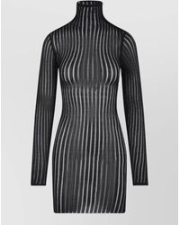 Dondup - Knee Length Knit High Neck Sheer Stripes - Lyst