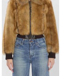 Saint Laurent - Lamb Fur Cropped Bomber Jacket - Lyst
