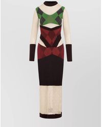 Marine Serre - Ribbed Knit Fitted Long-Sleeve Midi Dress - Lyst