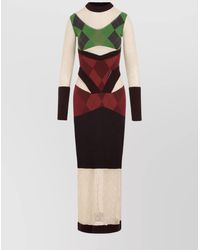 Marine Serre - Ribbed Knit Long-Sleeve Midi Dress - Lyst