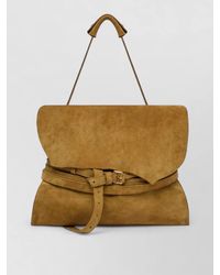 Moschino - Suede Shoulder Bag Fold Over Flap Strap - Lyst