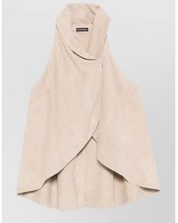 Emporio Armani - High Collar Suede Racerback Leather Jacket - Lyst