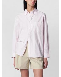 DUNST - Striped Long Sleeve Shirt Chest Pocket - Lyst