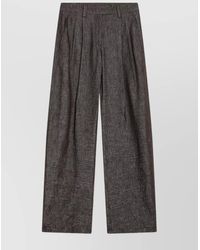Brunello Cucinelli - Wide Cotton Blend Trousers With Pleated Design - Lyst