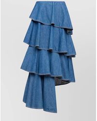 Alaïa - Denim Spiral Skirt - Lyst