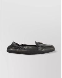 Prada - Leather Loafers With Round Toe And Vintage Look - Lyst