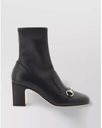Gucci - High Ankle Leather Boots With Block Heel - Lyst