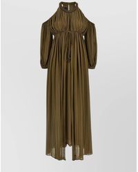 Pinko - Striped Georgette Midi Dress - Lyst