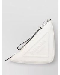 Prada - Triangle Leather Clutch Bag - Lyst