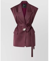 Pinko - Satin Blazer Belted Waist Sleeveless Pockets - Lyst