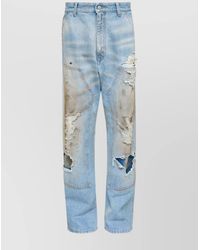 MM6 by Maison Margiela - Denim High-Rise Distressed Wide-Leg Jeans - Lyst