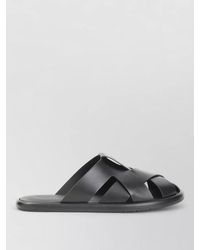 Giorgio Armani - Leather Sandals Flat Sole Crossed Straps - Lyst