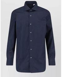 Finamore 1925 - Casual Shirt Cuffed Sleeves Button Down Collar - Lyst
