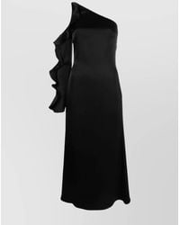 David Koma - Asymmetric Ruffled One-Shoulder Long-Sleeve Midi Dress - Lyst