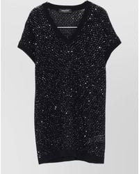 Fabiana Filippi - Sparkling Knit Top Short Sleeve V Neck - Lyst