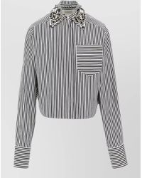 Sportmax - Striped Cotton Cropped Shirt - Lyst