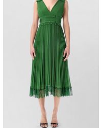 Self-Portrait - Chiffon Strapless V-Neck Pleated Midi Dress - Lyst