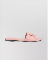 Dolce & Gabbana - Leather Logo-Embellished Flat Slides - Lyst