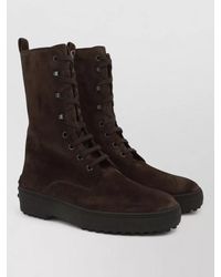 Tod's - Winter Lace Up Ankle Boot Suede Leather - Lyst