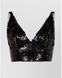P.A.R.O.S.H. - Sequinned V-Neck Sleeveless Cropped Top - Lyst