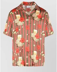 Drole de Monsieur - Hibiscus Club Floral Striped Short Sleeves Shirt - Lyst