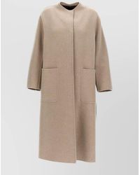 Max Mara - Cashmere Crew Neck Long-Sleeve Single-Breasted Coat - Lyst