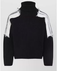 Mordecai - Jacquard Stripe Turtleneck Sweater Ribbed Frayed - Lyst
