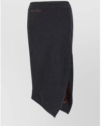 The Attico - Midi Skirt With Asymmetrical Hem And Ribbed Waistband - Lyst