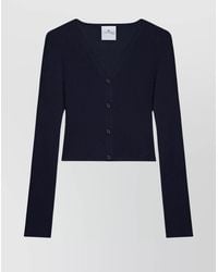 Courreges - Appliqué Logo V-Neck Long-Sleeve Knitted Top - Lyst