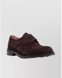 Tricker's - Suede Round Toe Lace-Up Shoes - Lyst