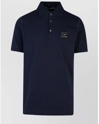 Dolce & Gabbana - Cotton Polo Shirt With Buttoned Collar And Ribbed Accents - Lyst