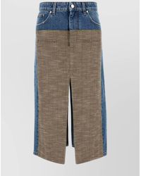 Stella McCartney - Denim Tweed Paneled Mid-Length Straight Skirt - Lyst