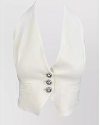 Pinko - Halterneck Cropped Waistcoats Button Detailing - Lyst