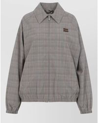 Miu Miu - Wool Checked Relaxed-Fit Bomber Jacket - Lyst