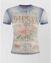 DIESEL - Ribbed Printed Cotton Short-Sleeve T-Shirt - Lyst