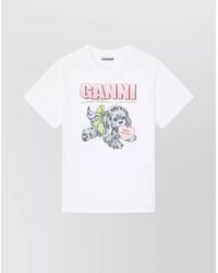 Ganni - Organic Cotton T-Shirt Puppy Graphic - Lyst