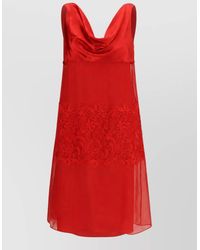 Ferragamo - Silk Draped Midi Dress - Lyst