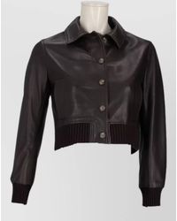 LA ROSE - Nappa Leather Jacket Collared Neck Design - Lyst
