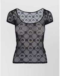 Marine Serre - Flocked Mesh Logo-Print Short-Sleeve Top - Lyst