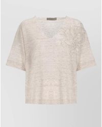 D.exterior - Round Neck Top Linen Cotton Lace - Lyst