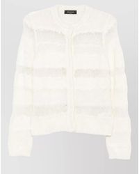 Fabiana Filippi - Ribbed Open Knit Striped Wool Silk Cashmere Cardigan - Lyst