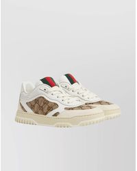 Gucci - Leather And Gg Supreme Fabric Low-Top Sneakers - Lyst