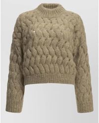 Brunello Cucinelli - Cropped Cable Knit Crew Neck Sweater - Lyst
