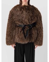 Magda Butrym - Faux Fur Belted Hip-Length Coat - Lyst