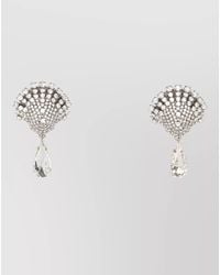Alessandra Rich - Crystal Teardrop Metal Statement Earrings - Lyst
